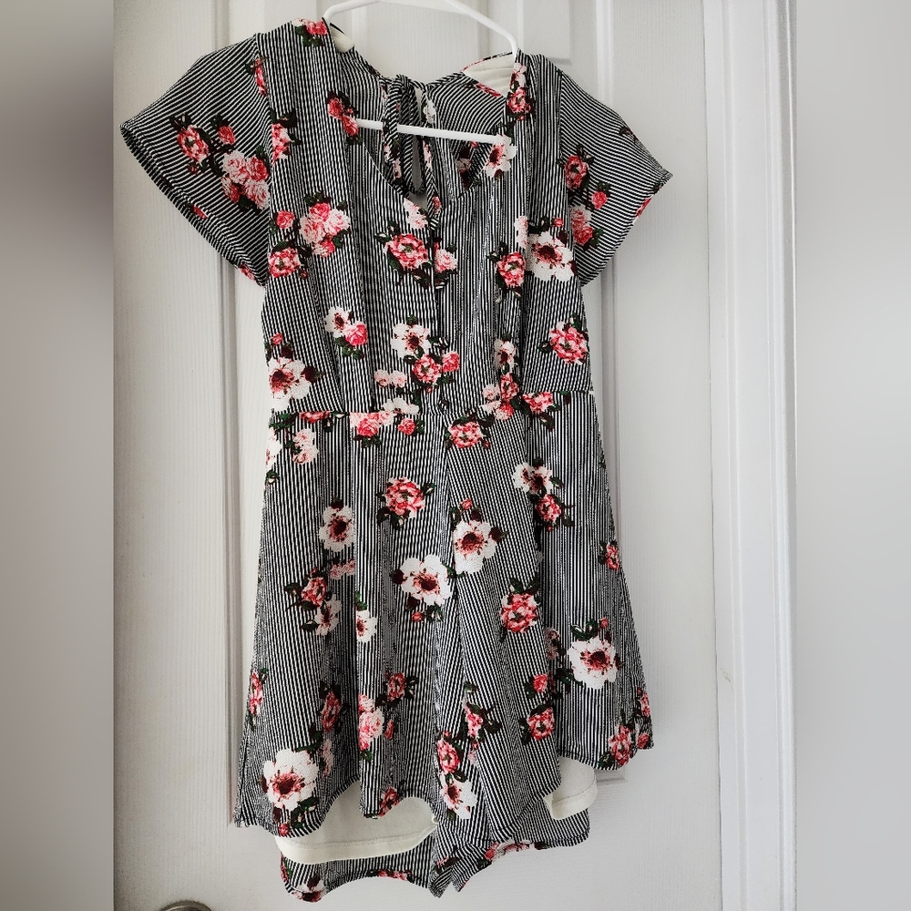 Floral Striped Romper